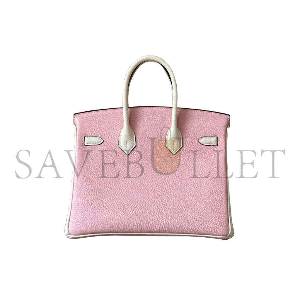 H**mes birkin 30 mallow purple and cream white gold buckle bag 23061401 (30*22*16cm)